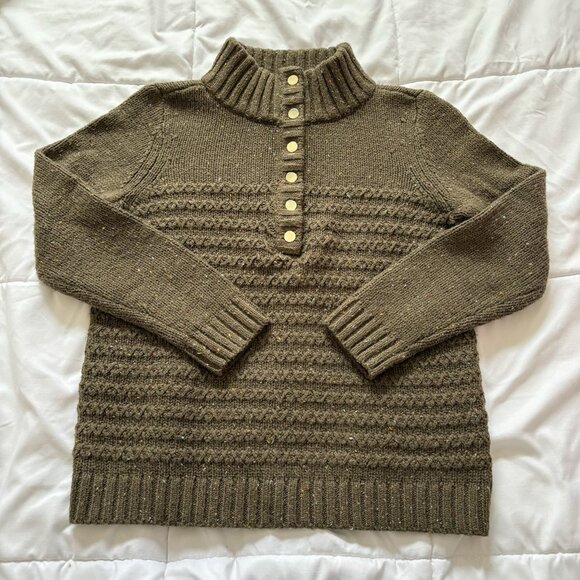 Talbots Sweaters - Talbots Womens Size MP Sweater Long Sleeve Green Coquette Office Business Fall